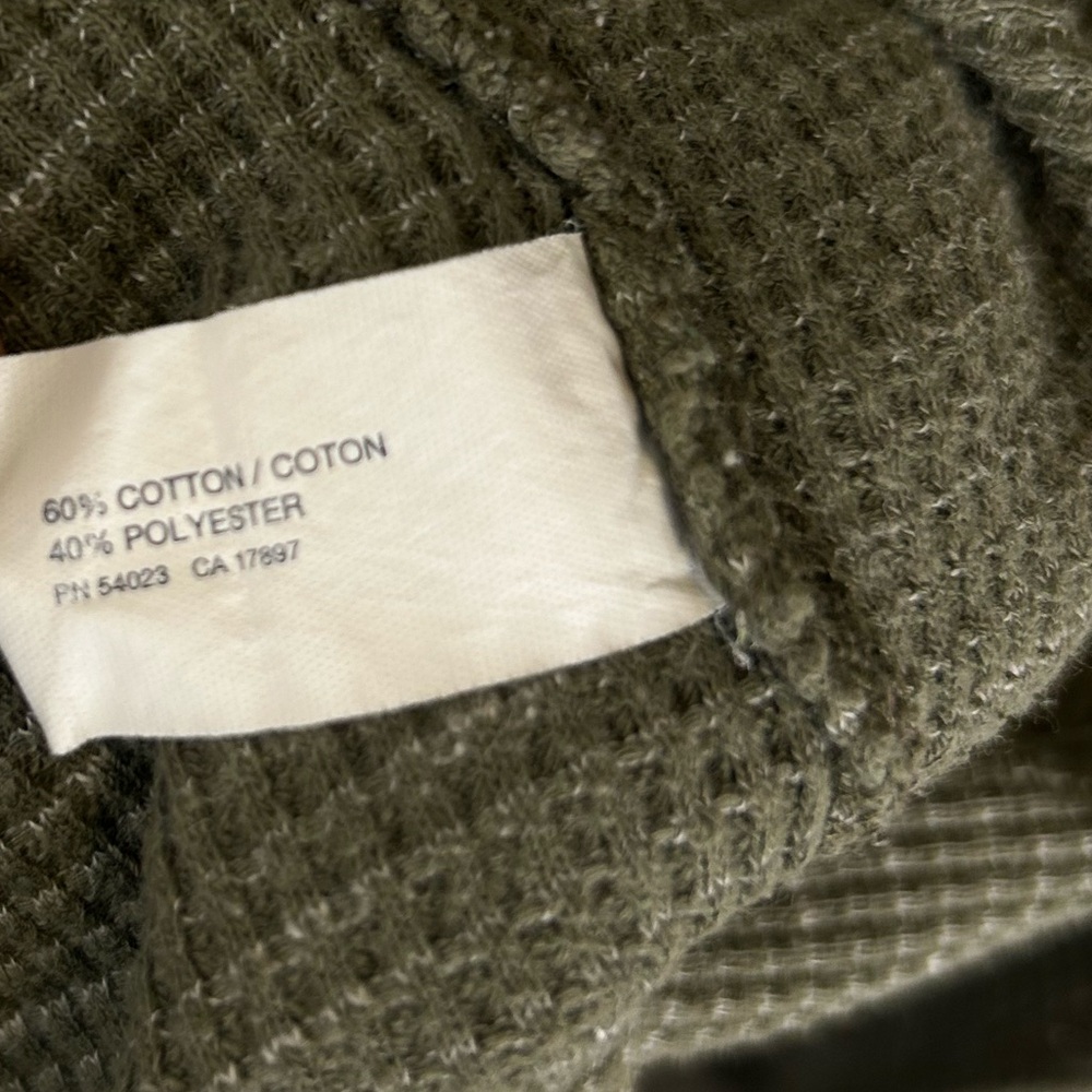 Gap Men’s Olive Green and Speckled White Cotton Waffle Long Sleeve Shirt Small - Picture 7 of 8